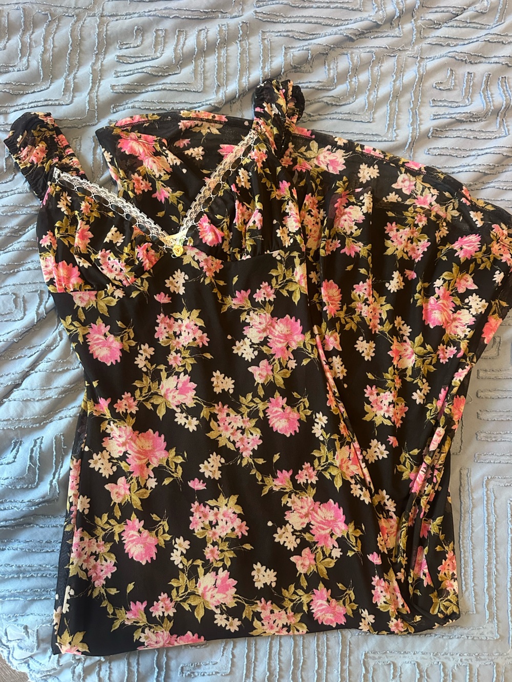 liberty Black Midi Skirt with Pink Floral Print